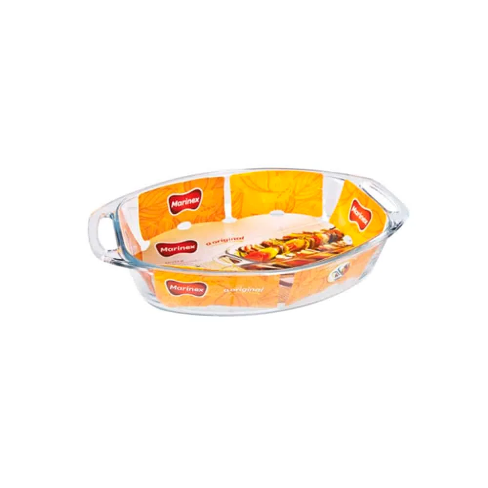 Asadera Vidrio Marinex Oval Con Asas 3200 Ml Fuente