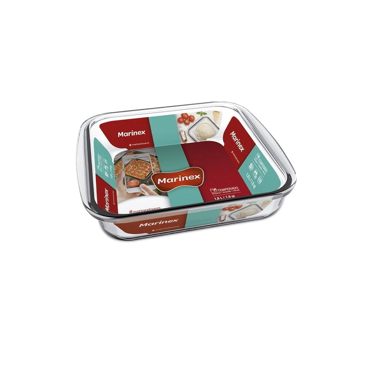 Asadera Vidrio Cuadrada Marinex 1100 Ml