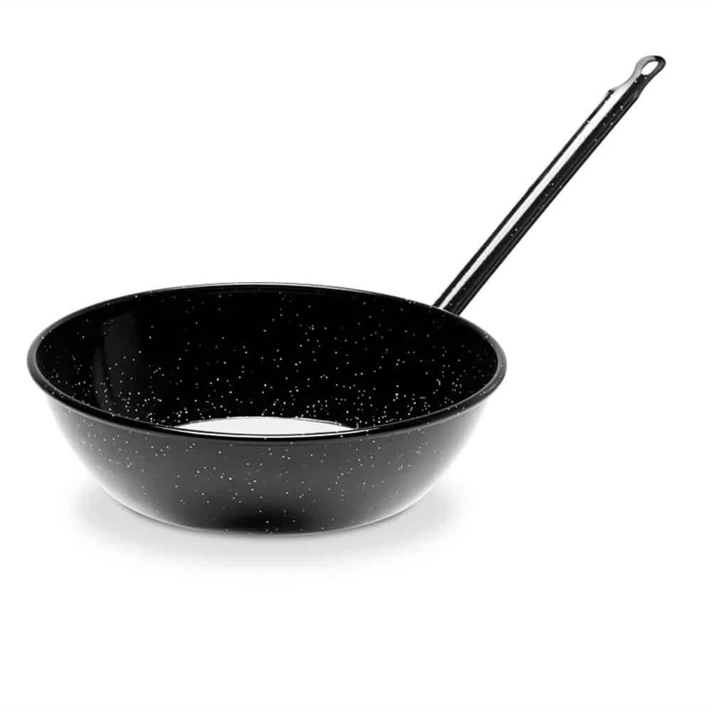 Sarten Wok Profundo Acero Esmaltado 32 Cm Vaello Con Mango