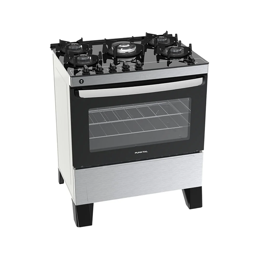 Cocina Punktal Agile Glass Pk-gl55 Inox 5 Hornallas 220v