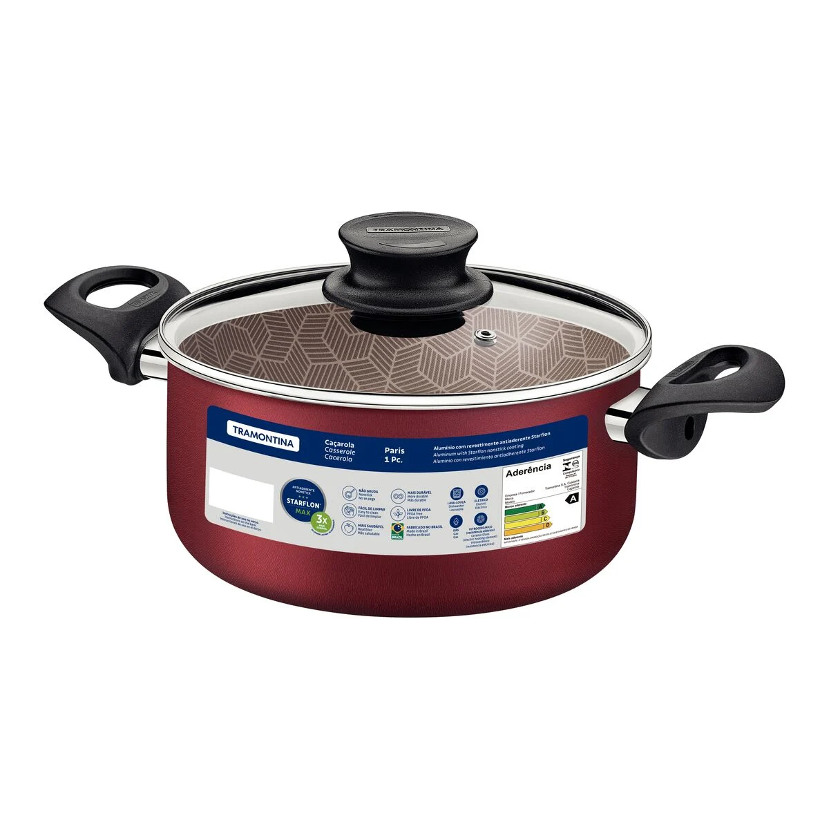 Olla Tramontina Paris Antiadherente Teflon 26 Cm 6,3 L Roja