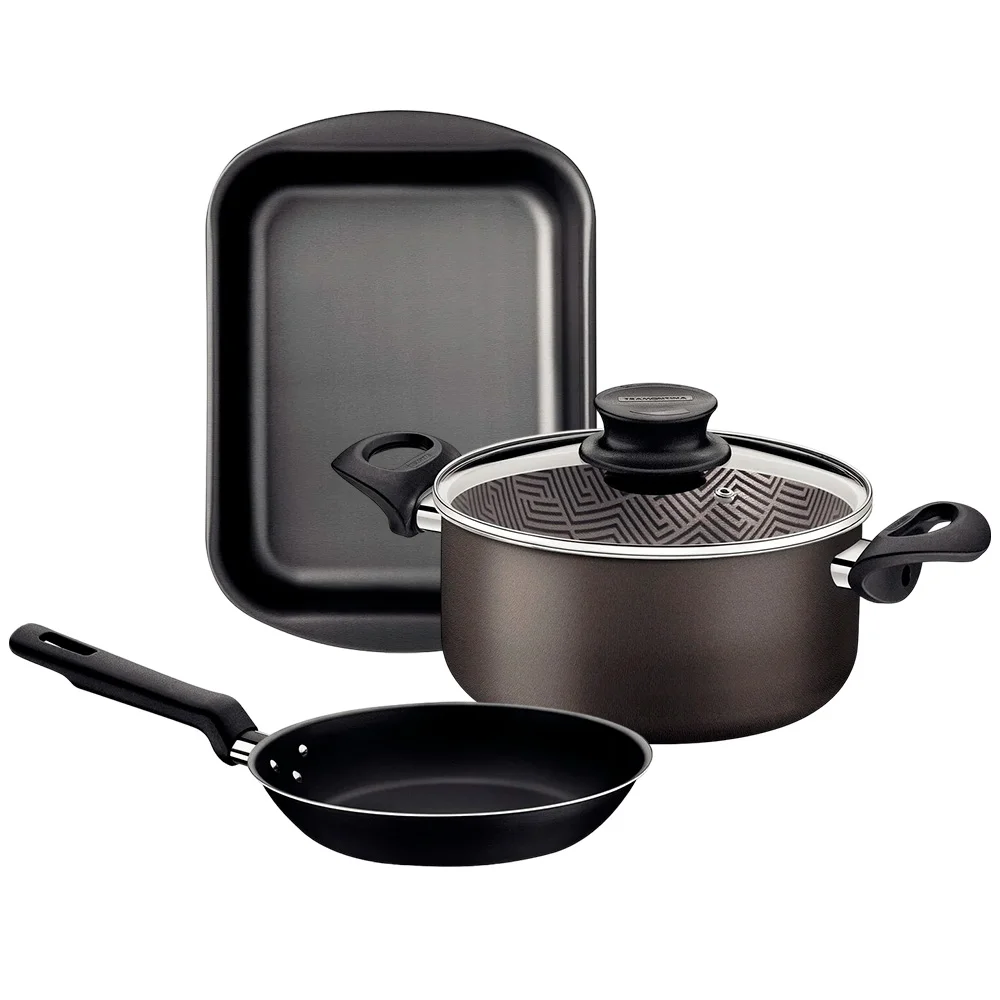 Juego Tramontina Kit Olla Asadera Sarten 3 Piezas Teflon