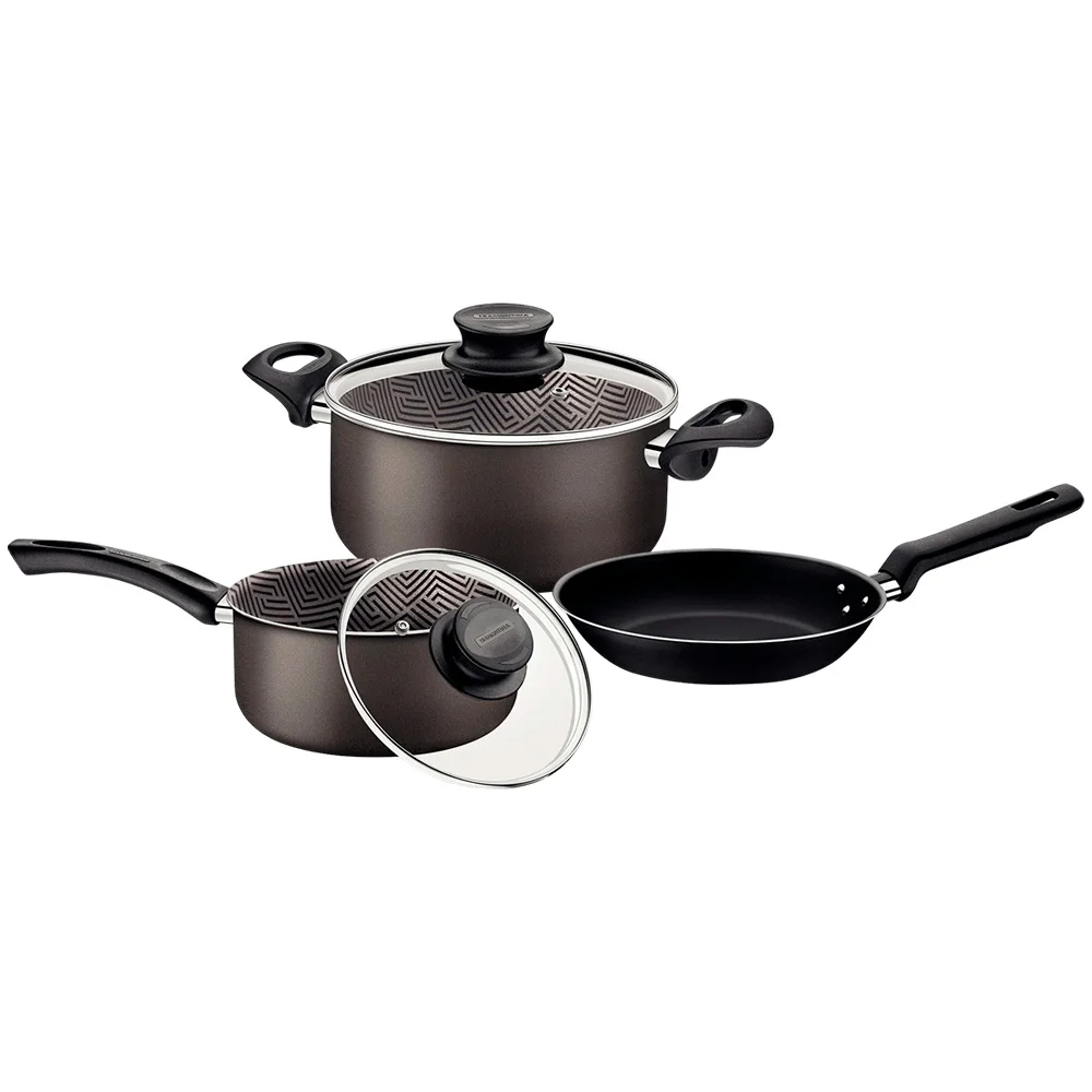 Juego Tramontina Kit Ollas Sarten Bateria 3 Piezas Teflon